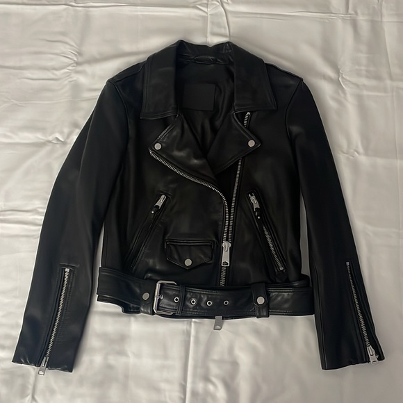 All Saints Luna leather biker jacket extra small - Picture 6 of 14
